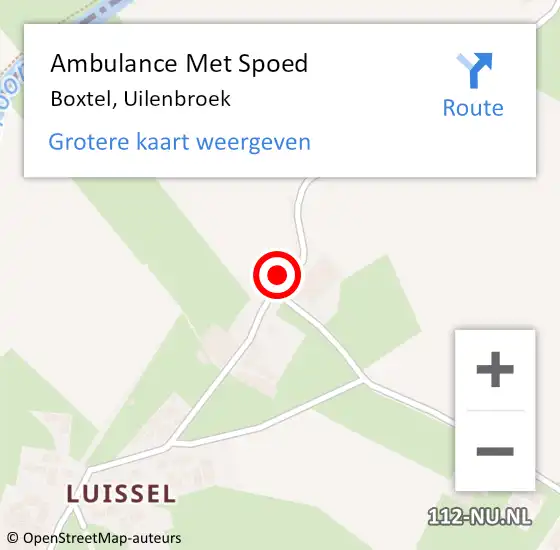 Locatie op kaart van de 112 melding: Ambulance Met Spoed Naar Boxtel, Uilenbroek op 22 oktober 2017 11:48