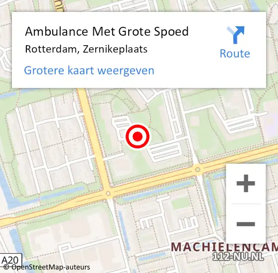 Locatie op kaart van de 112 melding: Ambulance Met Grote Spoed Naar Rotterdam, Zernikeplaats op 22 oktober 2017 11:50