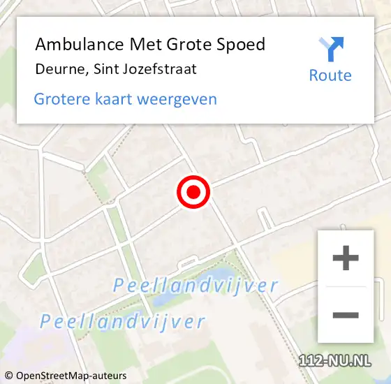 Locatie op kaart van de 112 melding: Ambulance Met Grote Spoed Naar Deurne, Sint Jozefstraat op 22 oktober 2017 11:53