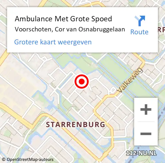 Locatie op kaart van de 112 melding: Ambulance Met Grote Spoed Naar Voorschoten, Cor van Osnabruggelaan op 22 oktober 2017 12:52