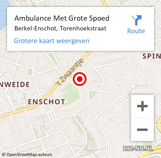 Locatie op kaart van de 112 melding: Ambulance Met Grote Spoed Naar Berkel-Enschot, Torenhoekstraat op 22 oktober 2017 13:20