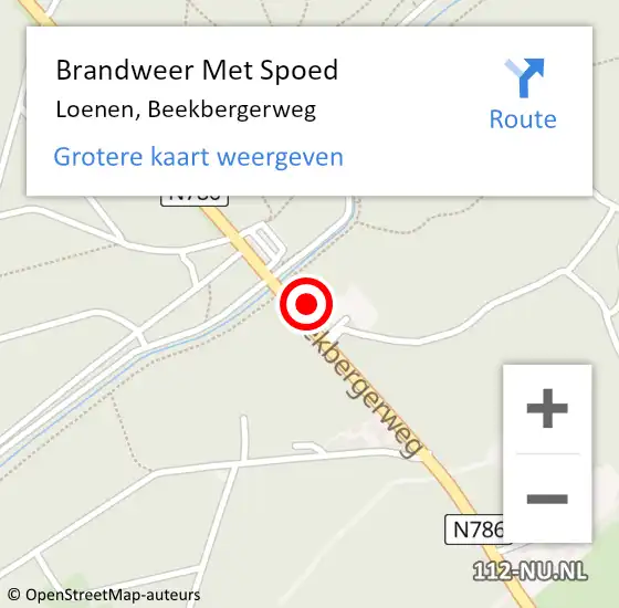 Locatie op kaart van de 112 melding: Brandweer Met Spoed Naar Loenen, Beekbergerweg op 22 oktober 2017 13:46