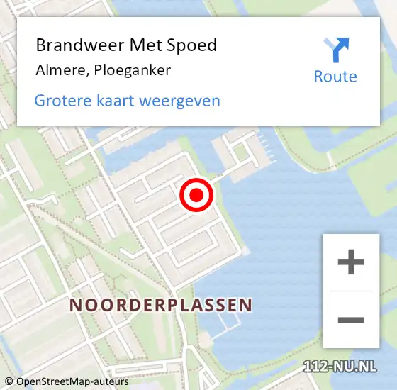 Locatie op kaart van de 112 melding: Brandweer Met Spoed Naar Almere, Ploeganker op 22 oktober 2017 14:37