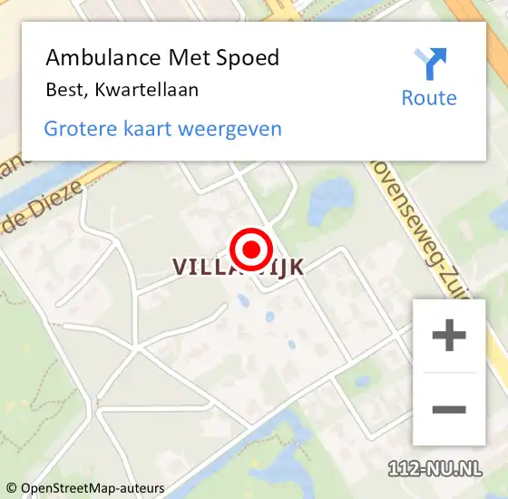 Locatie op kaart van de 112 melding: Ambulance Met Spoed Naar Best, Kwartellaan op 22 oktober 2017 14:46