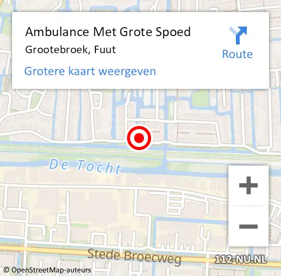 Locatie op kaart van de 112 melding: Ambulance Met Grote Spoed Naar Grootebroek, Fuut op 22 oktober 2017 14:51