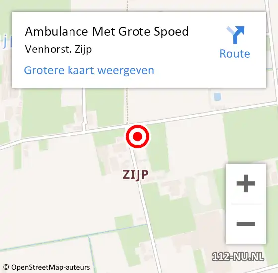 Locatie op kaart van de 112 melding: Ambulance Met Grote Spoed Naar Venhorst, Zijp op 4 februari 2014 21:56