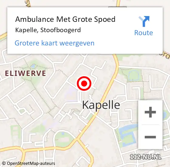 Locatie op kaart van de 112 melding: Ambulance Met Grote Spoed Naar Kapelle, Stoofboogerd op 22 oktober 2017 15:33