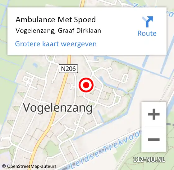 Locatie op kaart van de 112 melding: Ambulance Met Spoed Naar Vogelenzang, Graaf Dirklaan op 22 oktober 2017 15:43