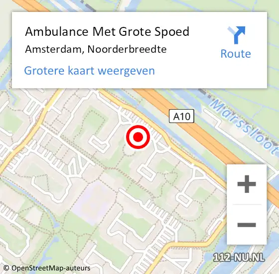 Locatie op kaart van de 112 melding: Ambulance Met Grote Spoed Naar Amsterdam, Noorderbreedte op 22 oktober 2017 15:50