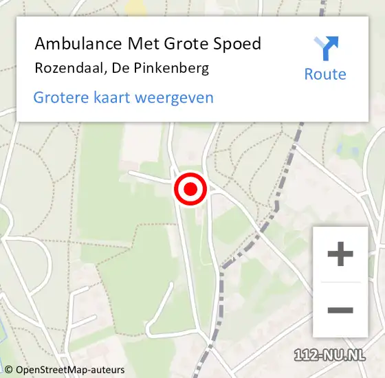 Locatie op kaart van de 112 melding: Ambulance Met Grote Spoed Naar Rozendaal, De Pinkenberg op 22 oktober 2017 16:00