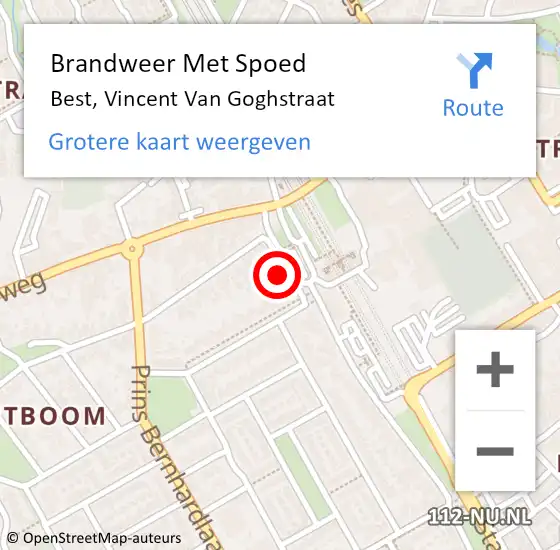 Locatie op kaart van de 112 melding: Brandweer Met Spoed Naar Best, Vincent Van Goghstraat op 22 oktober 2017 17:42