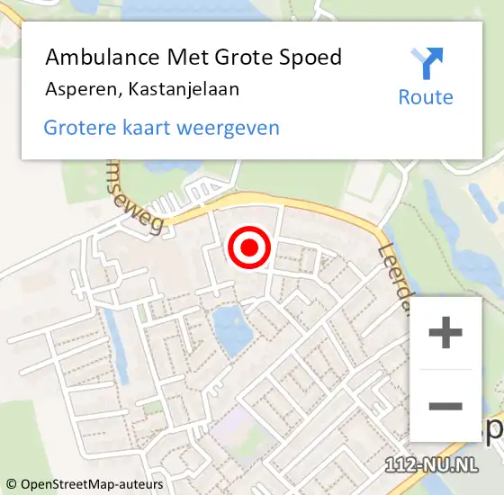 Locatie op kaart van de 112 melding: Ambulance Met Grote Spoed Naar Asperen, Kastanjelaan op 22 oktober 2017 18:23