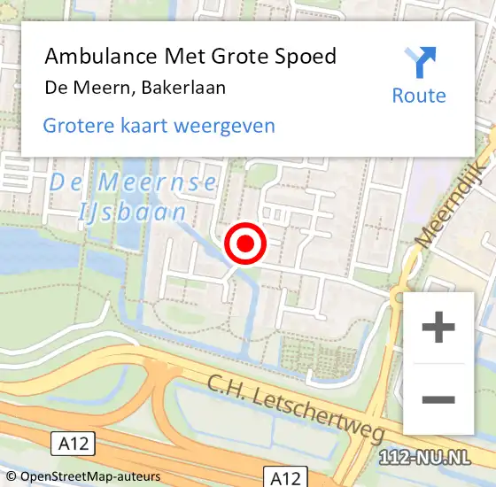 Locatie op kaart van de 112 melding: Ambulance Met Grote Spoed Naar De Meern, Bakerlaan op 22 oktober 2017 18:33