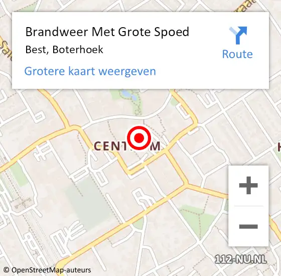 Locatie op kaart van de 112 melding: Brandweer Met Grote Spoed Naar Best, Boterhoek op 22 oktober 2017 19:43