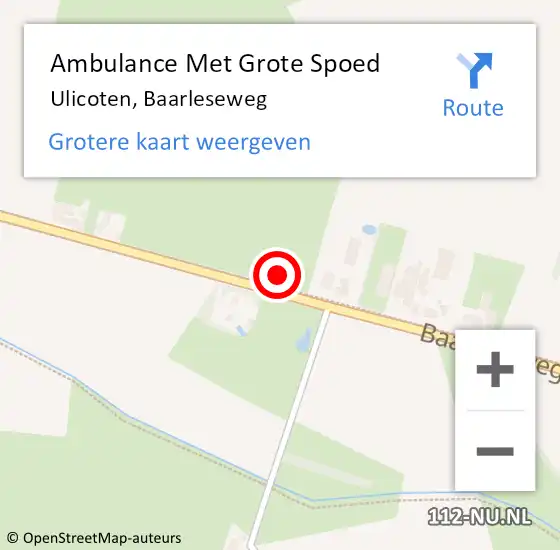 Locatie op kaart van de 112 melding: Ambulance Met Grote Spoed Naar Ulicoten, Baarleseweg op 22 oktober 2017 21:39