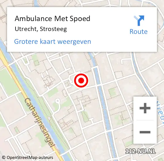 Locatie op kaart van de 112 melding: Ambulance Met Spoed Naar Utrecht, Strosteeg op 22 oktober 2017 21:45