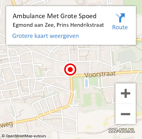 Locatie op kaart van de 112 melding: Ambulance Met Grote Spoed Naar Egmond aan Zee, Prins Hendrikstraat op 22 oktober 2017 22:32