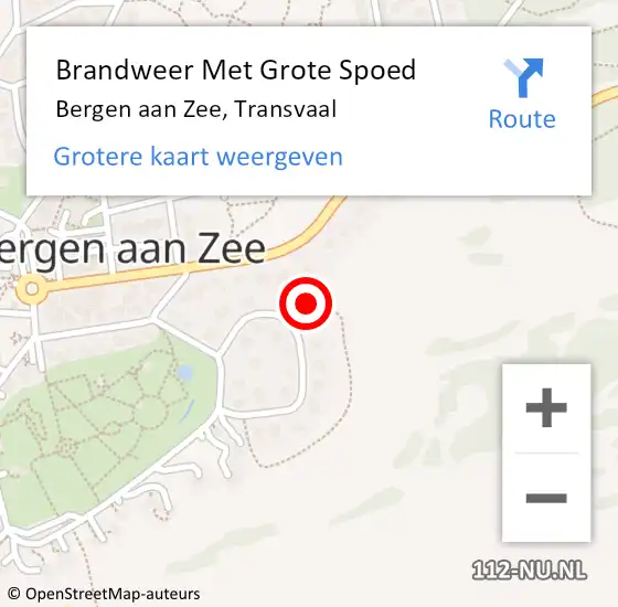 Locatie op kaart van de 112 melding: Brandweer Met Grote Spoed Naar Bergen aan Zee, Transvaal op 22 oktober 2017 22:51