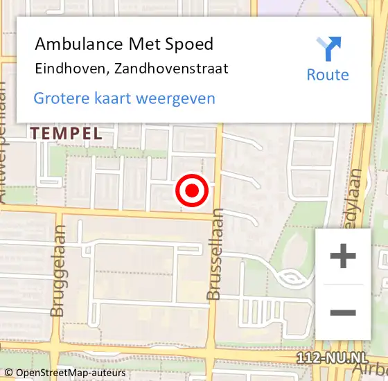 Locatie op kaart van de 112 melding: Ambulance Met Spoed Naar Eindhoven, Zandhovenstraat op 22 oktober 2017 23:27