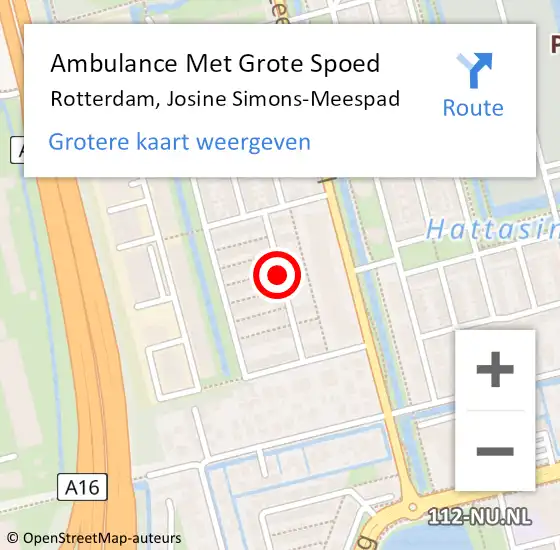 Locatie op kaart van de 112 melding: Ambulance Met Grote Spoed Naar Rotterdam, Josine Simons-Meespad op 22 oktober 2017 23:46
