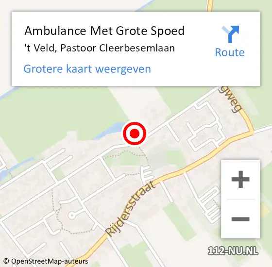 Locatie op kaart van de 112 melding: Ambulance Met Grote Spoed Naar 't Veld, Pastoor Cleerbesemlaan op 23 oktober 2017 01:34