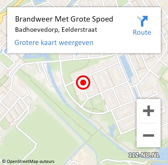 Locatie op kaart van de 112 melding: Brandweer Met Grote Spoed Naar Badhoevedorp, Eelderstraat op 4 februari 2014 23:12