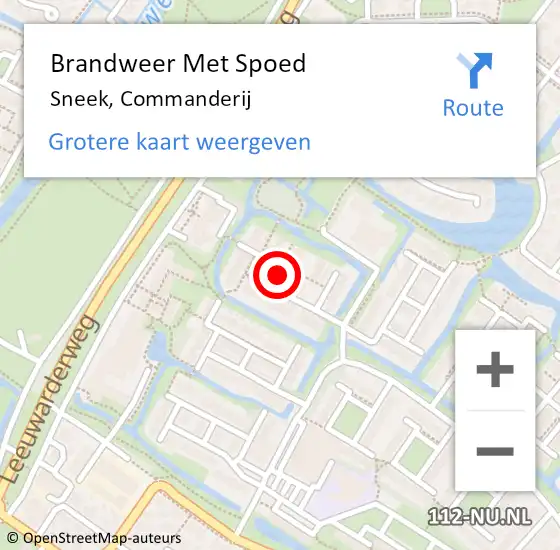 Locatie op kaart van de 112 melding: Brandweer Met Spoed Naar Sneek, Commanderij op 23 oktober 2017 03:25