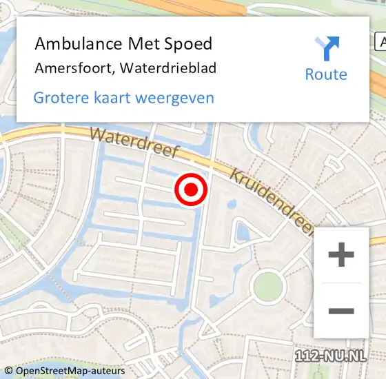 Locatie op kaart van de 112 melding: Ambulance Met Spoed Naar Amersfoort, Waterdrieblad op 23 oktober 2017 04:11