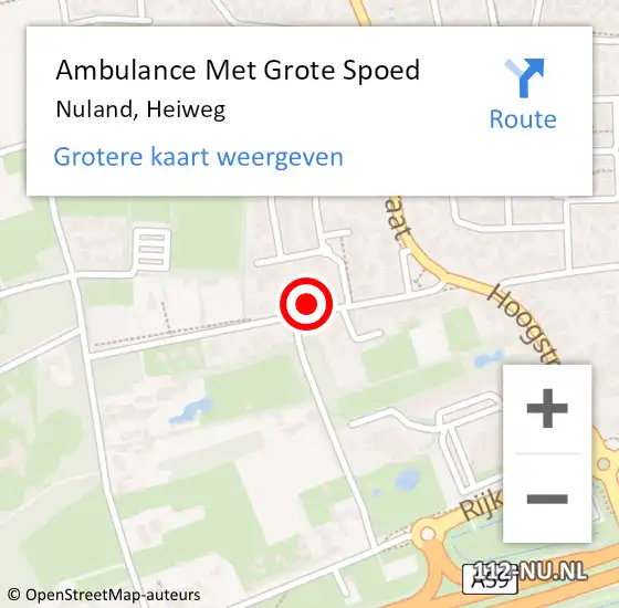 Locatie op kaart van de 112 melding: Ambulance Met Grote Spoed Naar Nuland, Heiweg op 23 oktober 2017 04:32