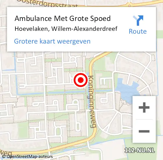 Locatie op kaart van de 112 melding: Ambulance Met Grote Spoed Naar Hoevelaken, Willem-Alexanderdreef op 23 oktober 2017 04:49