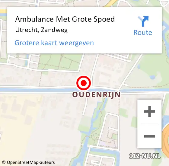 Locatie op kaart van de 112 melding: Ambulance Met Grote Spoed Naar Utrecht, Zandweg op 23 oktober 2017 07:49