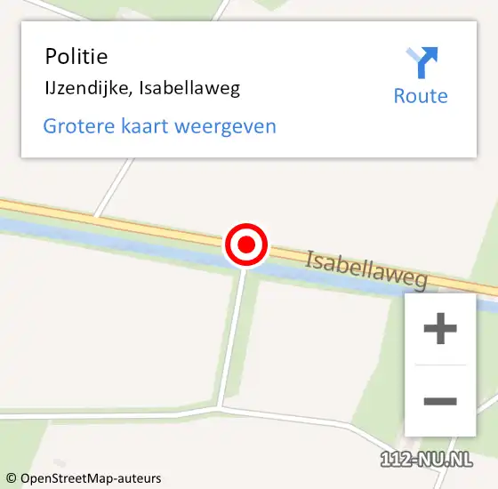 Locatie op kaart van de 112 melding: Politie IJzendijke, Isabellaweg op 23 oktober 2017 08:03