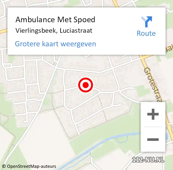 Locatie op kaart van de 112 melding: Ambulance Met Spoed Naar Vierlingsbeek, Luciastraat op 23 oktober 2017 08:27