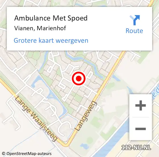 Locatie op kaart van de 112 melding: Ambulance Met Spoed Naar Vianen, Marienhof op 23 oktober 2017 08:31