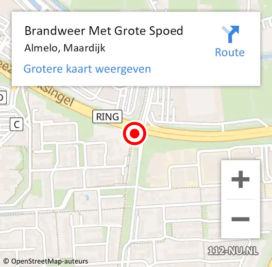 Locatie op kaart van de 112 melding: Brandweer Met Grote Spoed Naar Almelo, Maardijk op 23 oktober 2017 09:20