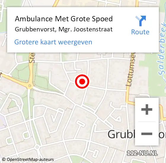 Locatie op kaart van de 112 melding: Ambulance Met Grote Spoed Naar Grubbenvorst, Mgr. Joostenstraat op 5 februari 2014 00:07