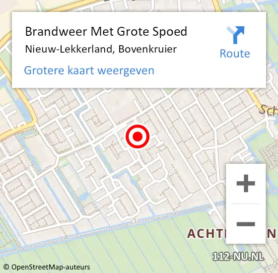 Locatie op kaart van de 112 melding: Brandweer Met Grote Spoed Naar Nieuw-Lekkerland, Bovenkruier op 23 oktober 2017 11:46