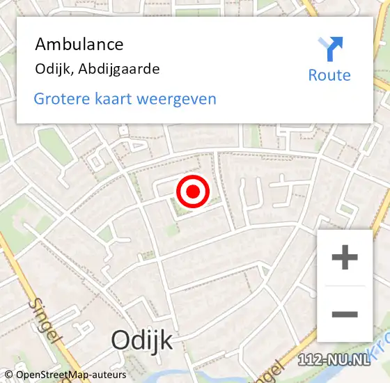 Locatie op kaart van de 112 melding: Ambulance Odijk, Abdijgaarde op 23 oktober 2017 12:01