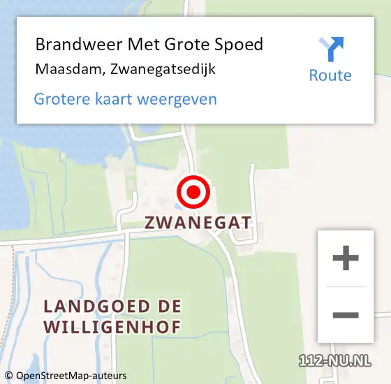 Locatie op kaart van de 112 melding: Brandweer Met Grote Spoed Naar Maasdam, Zwanegatsedijk op 23 oktober 2017 12:07