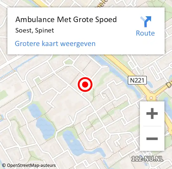 Locatie op kaart van de 112 melding: Ambulance Met Grote Spoed Naar Soest, Spinet op 23 oktober 2017 12:20