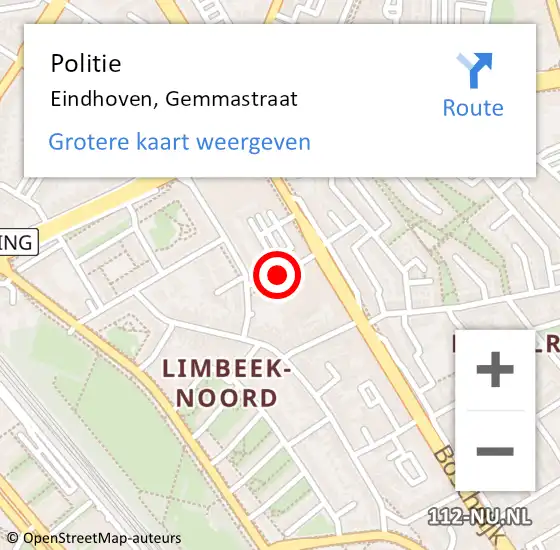 Locatie op kaart van de 112 melding: Politie Eindhoven, Gemmastraat op 23 oktober 2017 12:29