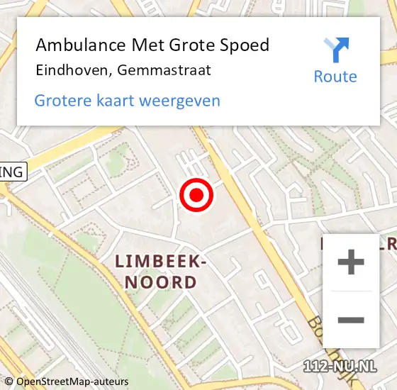 Locatie op kaart van de 112 melding: Ambulance Met Grote Spoed Naar Eindhoven, Gemmastraat op 23 oktober 2017 12:30