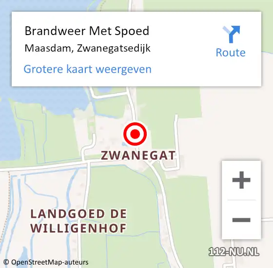 Locatie op kaart van de 112 melding: Brandweer Met Spoed Naar Maasdam, Zwanegatsedijk op 23 oktober 2017 12:34