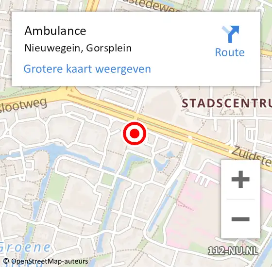 Locatie op kaart van de 112 melding: Ambulance Nieuwegein, Gorsplein op 23 oktober 2017 12:39