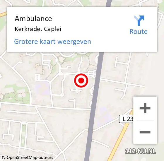 Locatie op kaart van de 112 melding: Ambulance Kerkrade, Caplei op 5 februari 2014 00:58