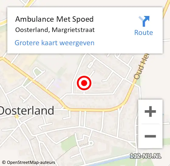 Locatie op kaart van de 112 melding: Ambulance Met Spoed Naar Oosterland, Margrietstraat op 23 oktober 2017 13:08