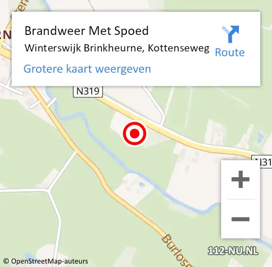 Locatie op kaart van de 112 melding: Brandweer Met Spoed Naar Winterswijk Brinkheurne, Kottenseweg op 23 oktober 2017 13:36
