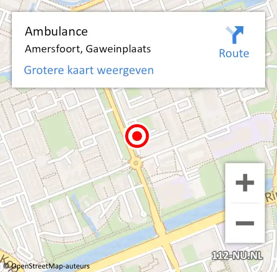 Locatie op kaart van de 112 melding: Ambulance Amersfoort, Gaweinplaats op 23 oktober 2017 14:18