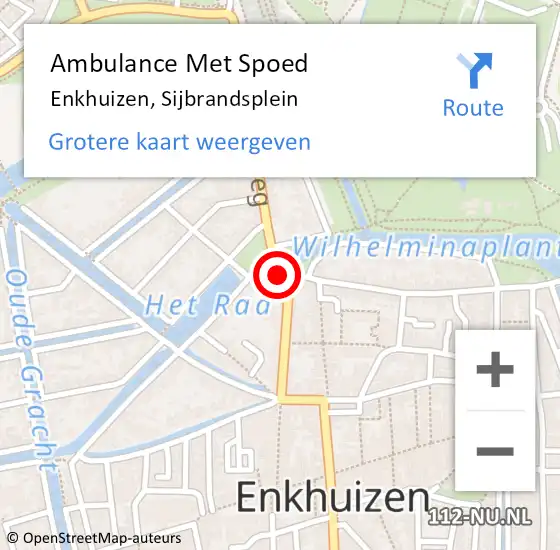 Locatie op kaart van de 112 melding: Ambulance Met Spoed Naar Enkhuizen, Sijbrandsplein op 23 oktober 2017 14:36