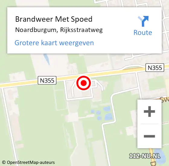 Locatie op kaart van de 112 melding: Brandweer Met Spoed Naar Noardburgum, Rijksstraatweg op 23 oktober 2017 14:39